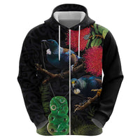 New Zealand Tui Hoodie Guardians of the Hei Tiki - Maori Art and Plants LT03 - Polynesian Pride