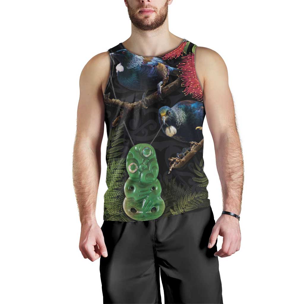 New Zealand Tui Men Tank Top Guardians of the Hei Tiki - Maori Art and Plants LT03 - Polynesian Pride