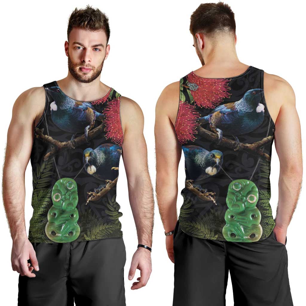 New Zealand Tui Men Tank Top Guardians of the Hei Tiki - Maori Art and Plants LT03 - Polynesian Pride