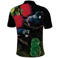 New Zealand Tui Polo Shirt Guardians of the Hei Tiki - Maori Art and Plants LT03 - Polynesian Pride