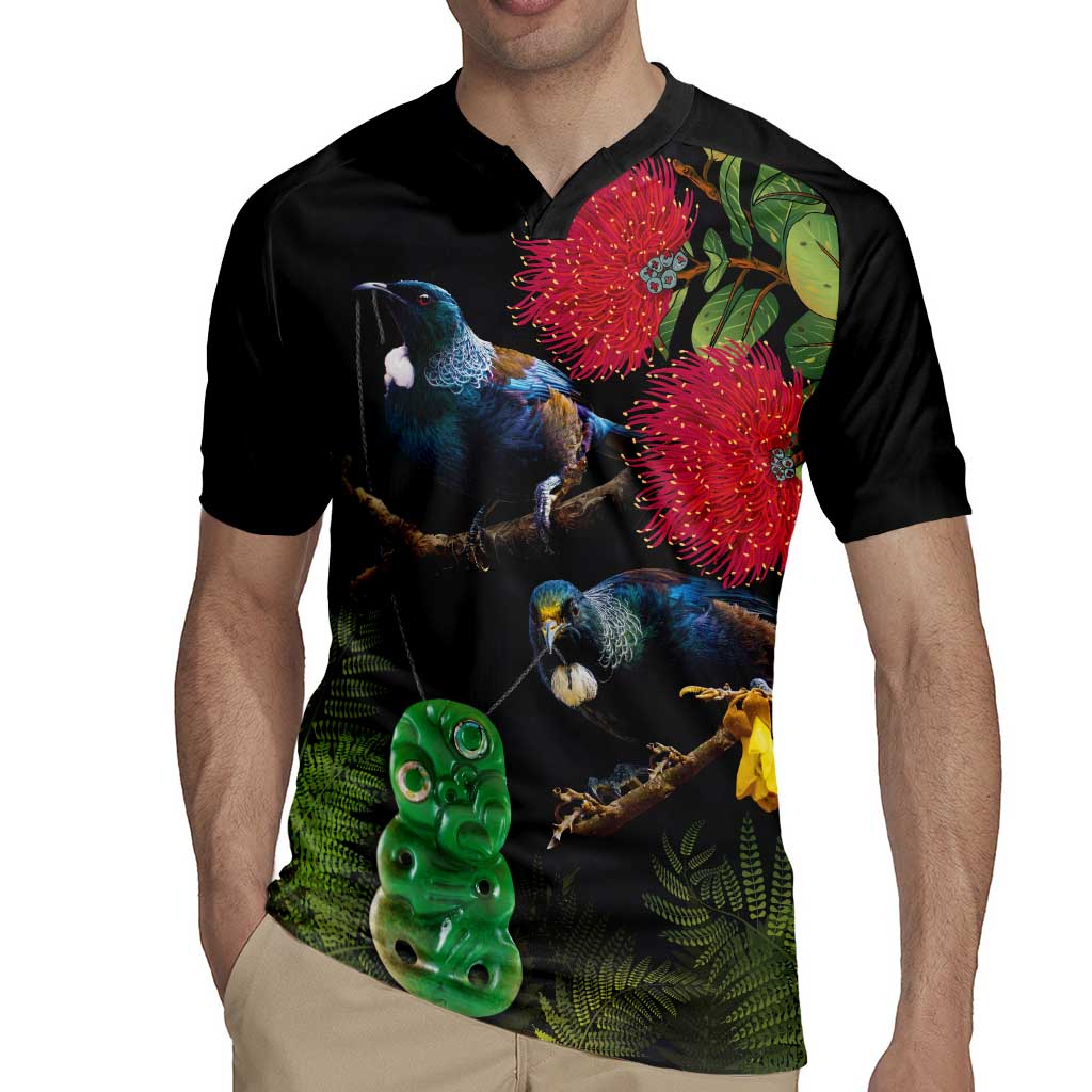 New Zealand Tui Rugby Jersey Guardians of the Hei Tiki - Maori Art and Plants LT03 - Polynesian Pride