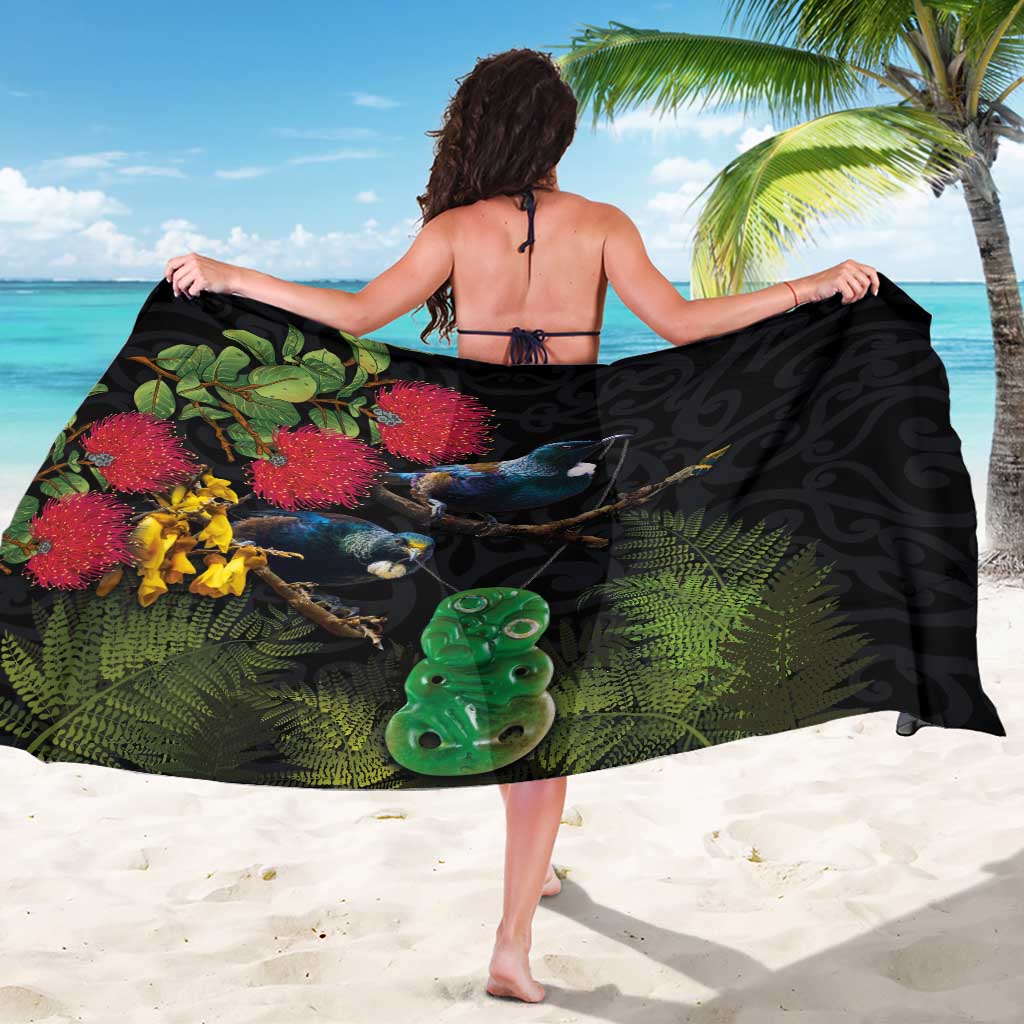 New Zealand Tui Sarong Guardians of the Hei Tiki - Maori Art and Plants LT03 - Polynesian Pride