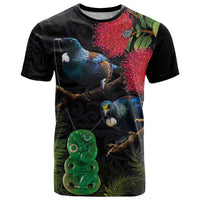 New Zealand Tui T Shirt Guardians of the Hei Tiki - Maori Art and Plants LT03 Black - Polynesian Pride