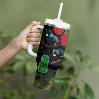 New Zealand Tui Tumbler With Handle Guardians of the Hei Tiki - Maori Art and Plants LT03 - Polynesian Pride