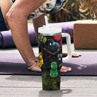 New Zealand Tui Tumbler With Handle Guardians of the Hei Tiki - Maori Art and Plants LT03 - Polynesian Pride