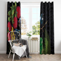 New Zealand Tui Window Curtain Guardians of the Hei Tiki - Maori Art and Plants LT03 - Polynesian Pride