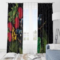New Zealand Tui Window Curtain Guardians of the Hei Tiki - Maori Art and Plants LT03 - Polynesian Pride