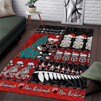 New Zealand Christmas Area Rug Maori Christmas Spirit - Meri Kirihimete LT03 Black - Polynesian Pride