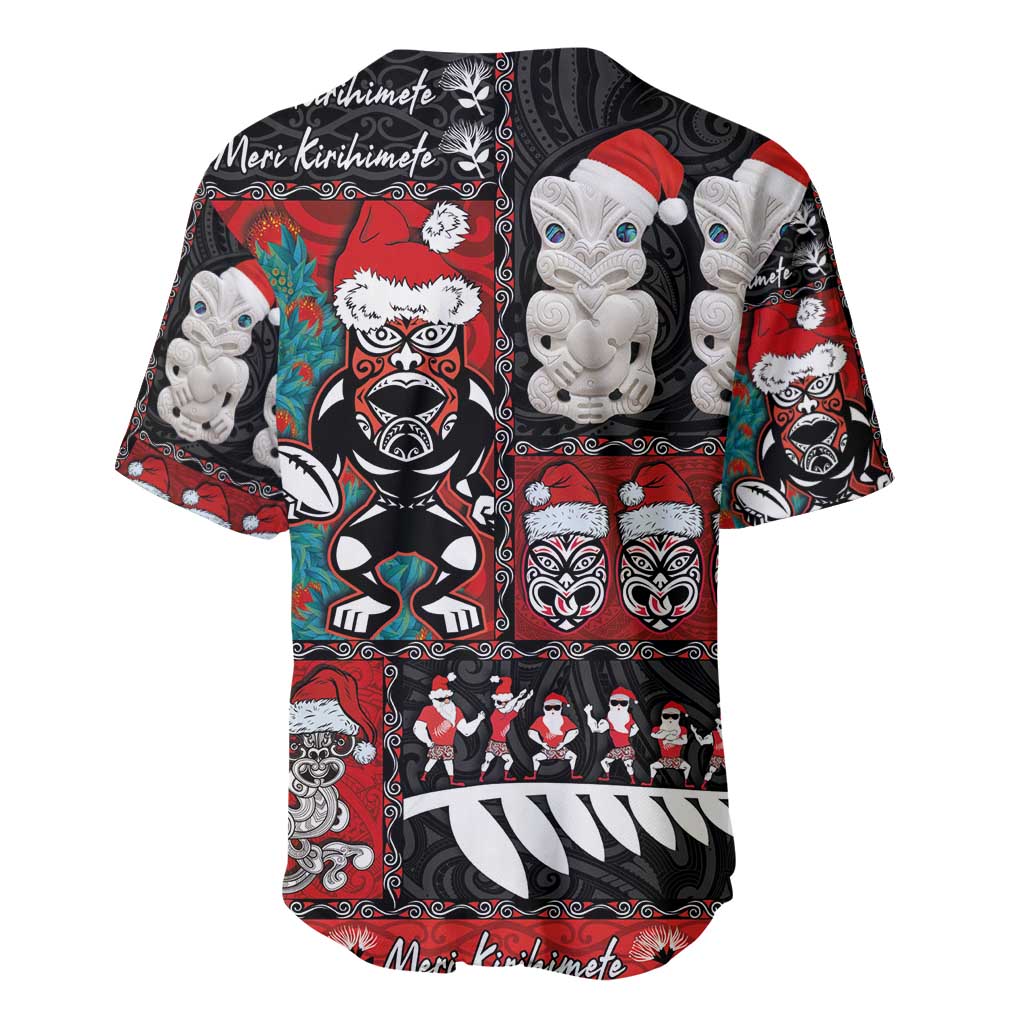 New Zealand Christmas Baseball Jersey Maori Christmas Spirit - Meri Kirihimete LT03 - Polynesian Pride