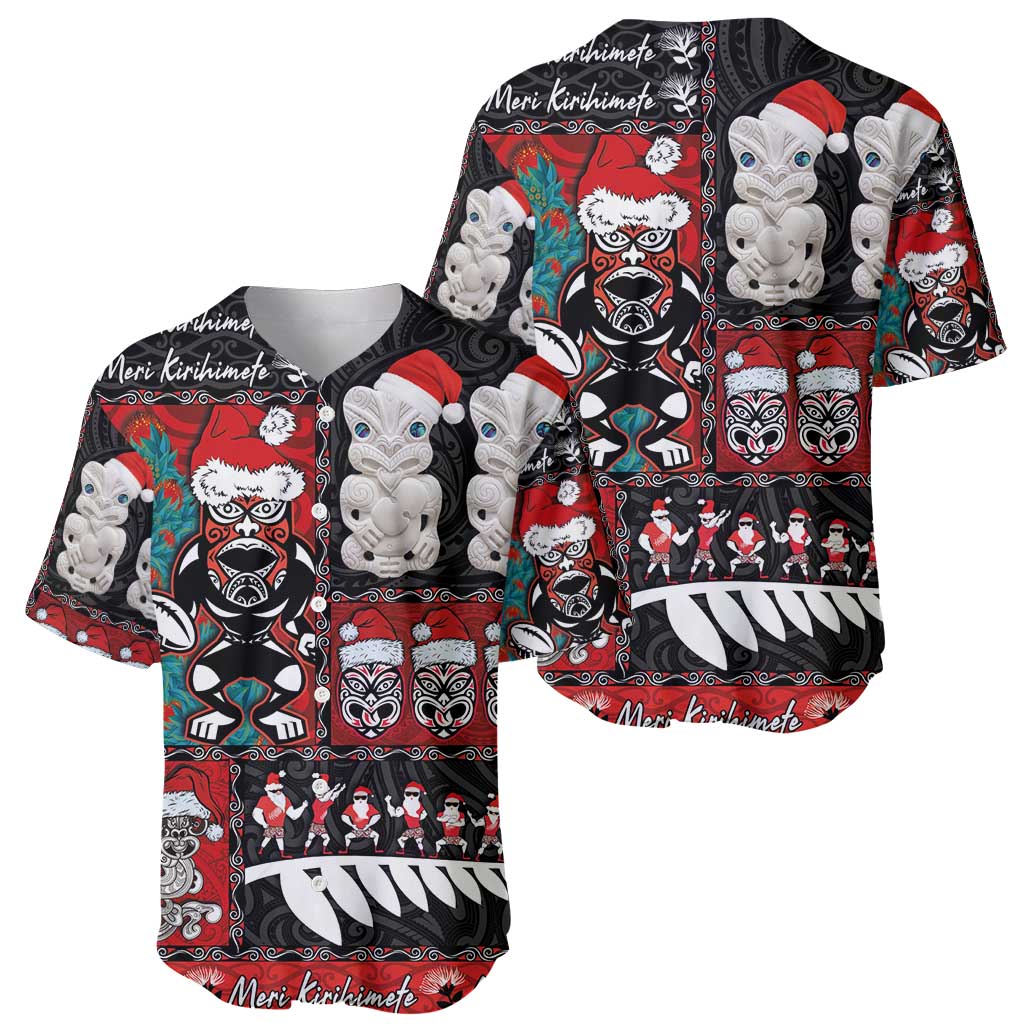 New Zealand Christmas Baseball Jersey Maori Christmas Spirit - Meri Kirihimete LT03 - Polynesian Pride