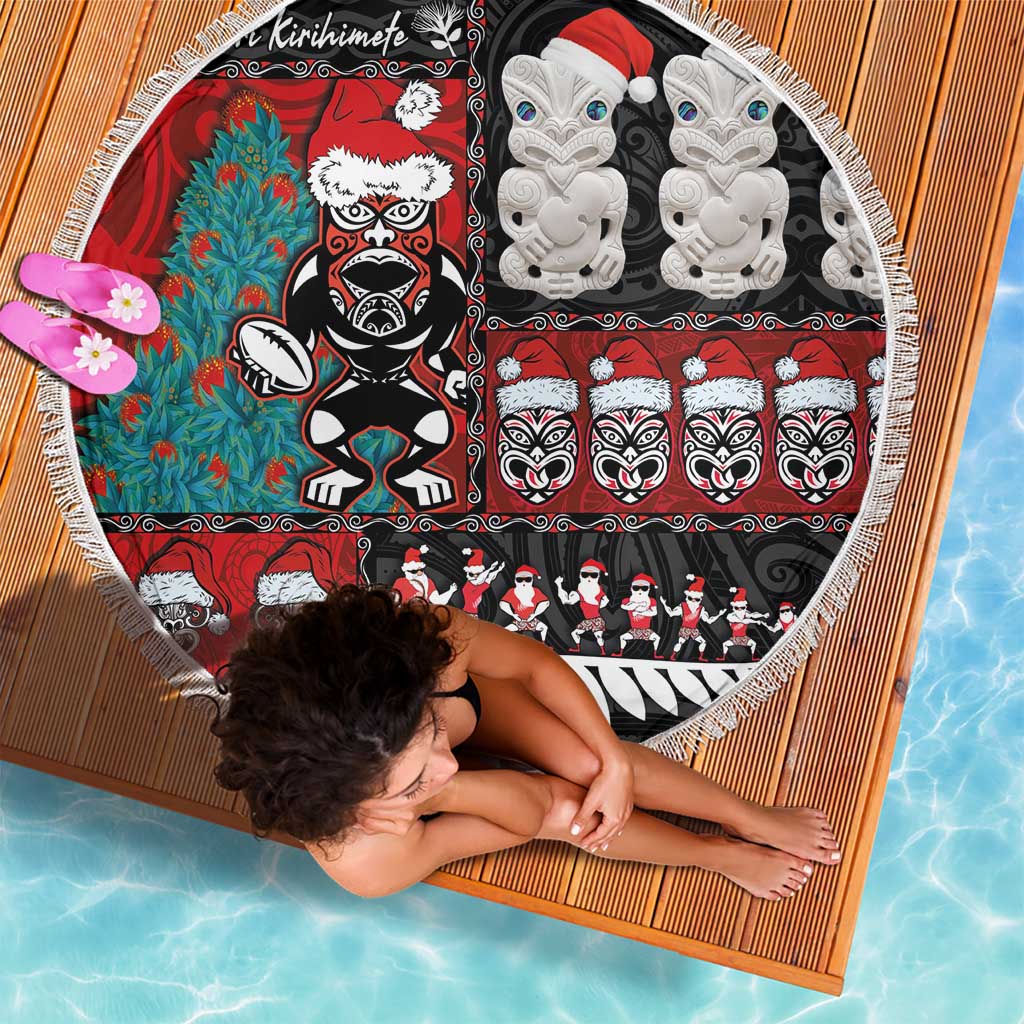 New Zealand Christmas Beach Blanket Maori Christmas Spirit - Meri Kirihimete LT03 - Polynesian Pride