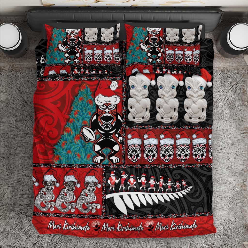 New Zealand Christmas Bedding Set Maori Christmas Spirit - Meri Kirihimete LT03 Black - Polynesian Pride