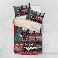 New Zealand Christmas Bedding Set Maori Christmas Spirit - Meri Kirihimete LT03 US Twin 172cm x 218cm Black - Polynesian Pride