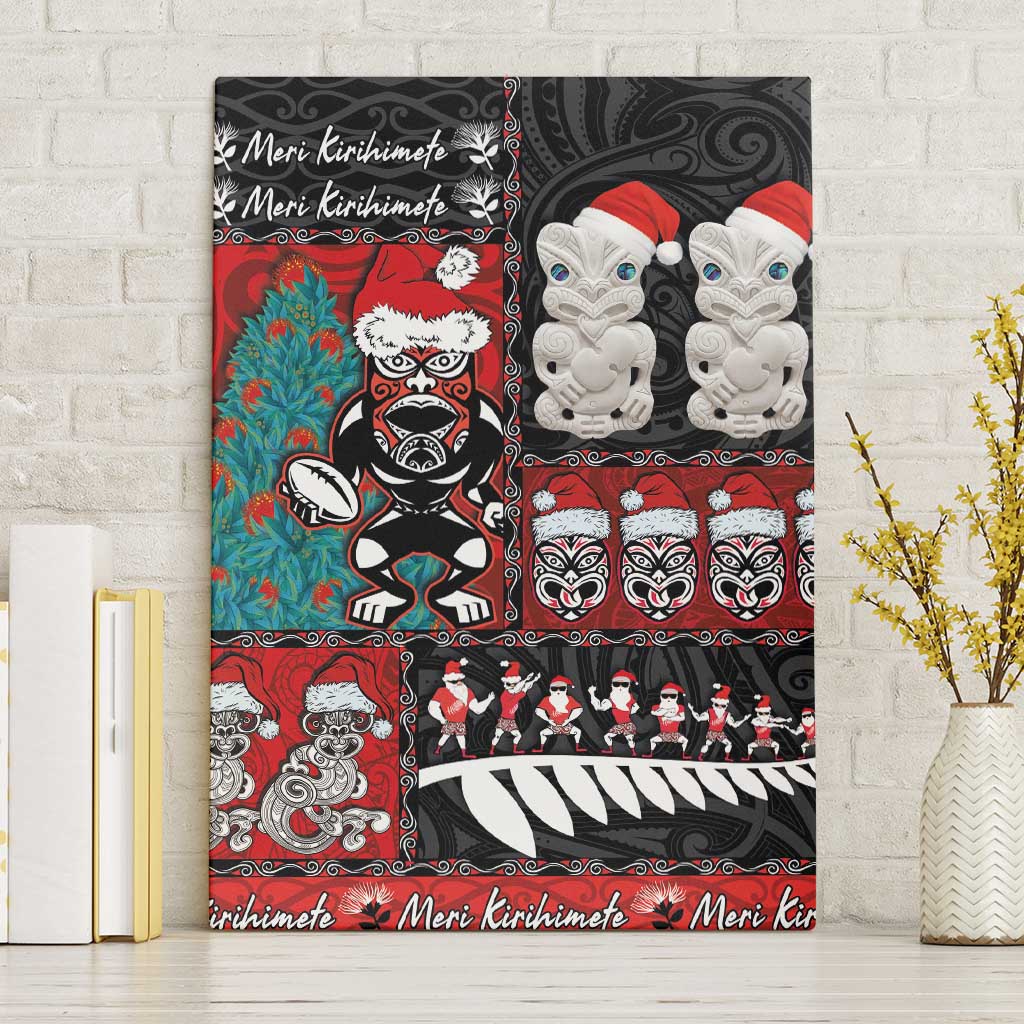 New Zealand Christmas Canvas Wall Art Maori Christmas Spirit - Meri Kirihimete LT03 Without Frame Black - Polynesian Pride