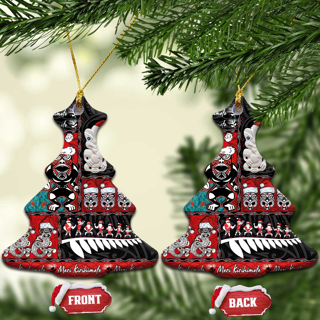 New Zealand Christmas Ceramic Ornament Maori Christmas Spirit - Meri Kirihimete LT03 Christmas Tree Black - Polynesian Pride