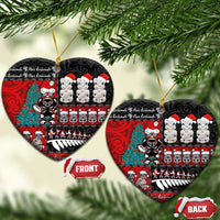 New Zealand Christmas Ceramic Ornament Maori Christmas Spirit - Meri Kirihimete LT03 Heart Black - Polynesian Pride