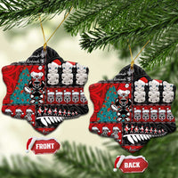 New Zealand Christmas Ceramic Ornament Maori Christmas Spirit - Meri Kirihimete LT03 Snow Flake Black - Polynesian Pride
