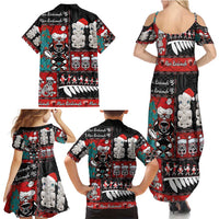New Zealand Christmas Family Matching Summer Maxi Dress and Hawaiian Shirt Maori Christmas Spirit - Meri Kirihimete LT03 - Polynesian Pride