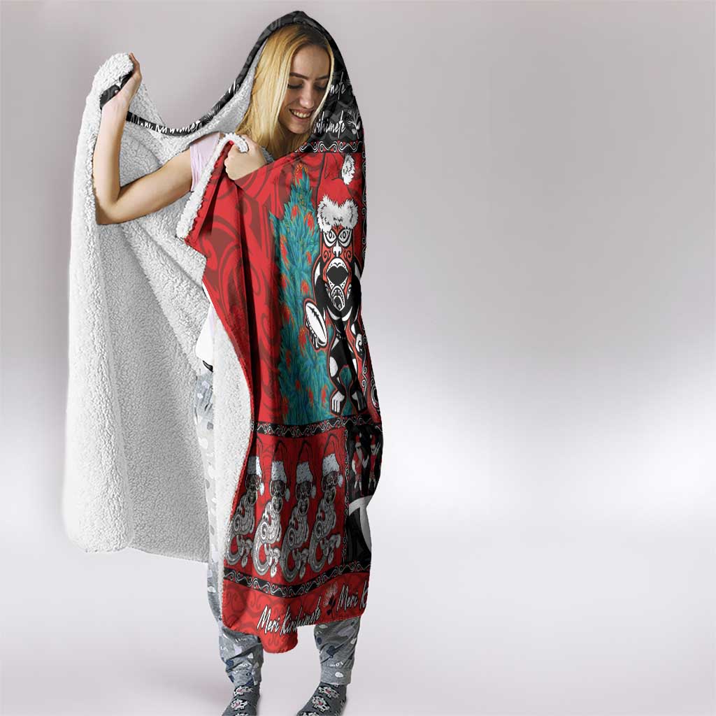 New Zealand Christmas Hooded Blanket Maori Christmas Spirit - Meri Kirihimete LT03 - Polynesian Pride