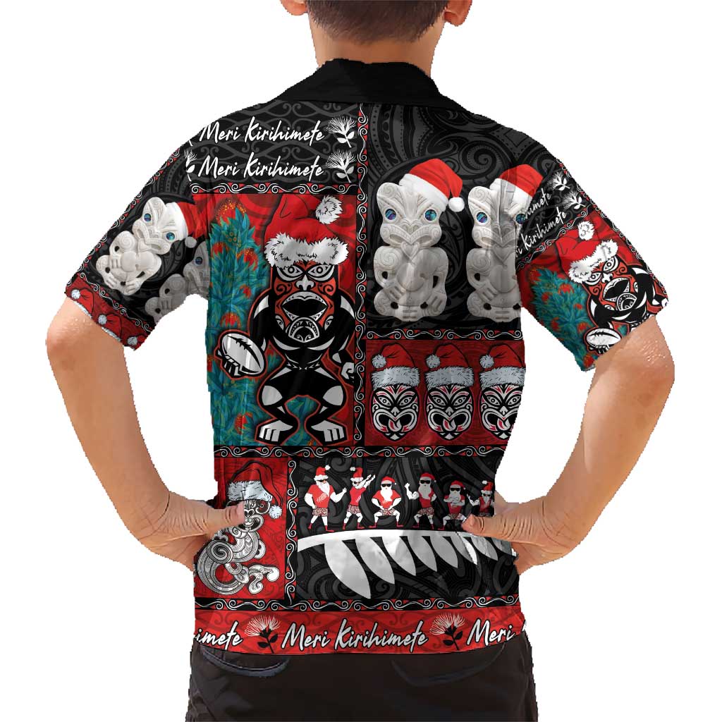 New Zealand Christmas Kid Hawaiian Shirt Maori Christmas Spirit - Meri Kirihimete LT03 - Polynesian Pride