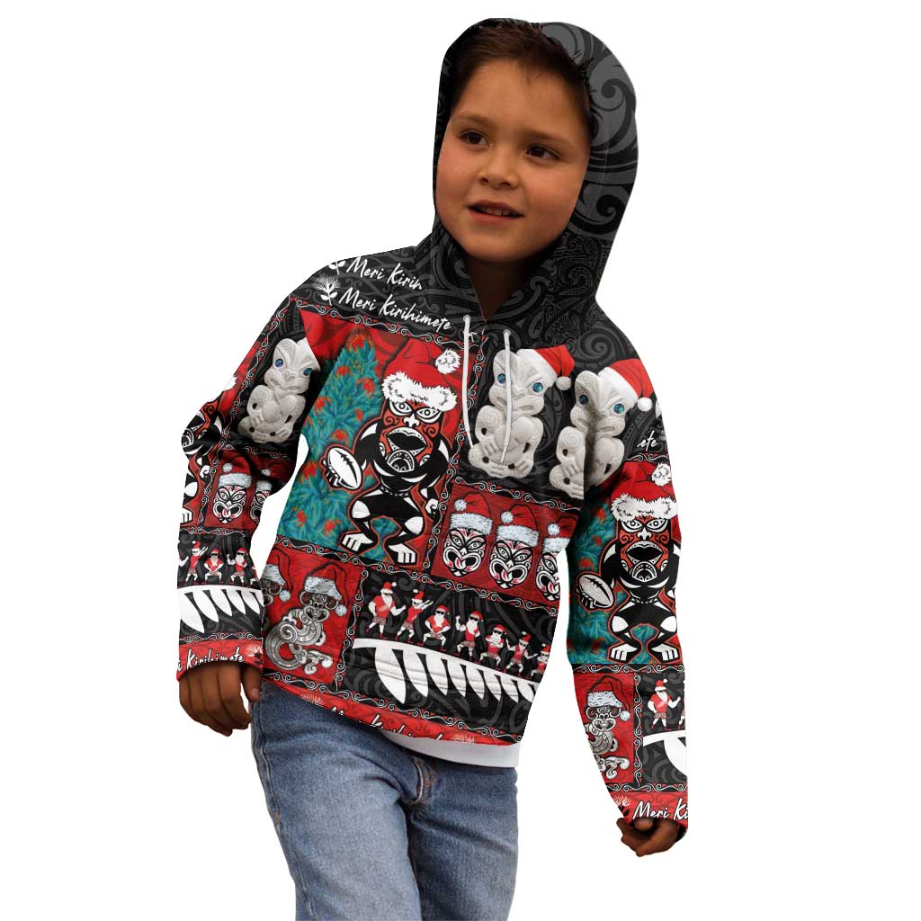 New Zealand Christmas Kid Hoodie Maori Christmas Spirit - Meri Kirihimete LT03 - Polynesian Pride