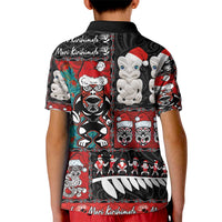New Zealand Christmas Kid Polo Shirt Maori Christmas Spirit - Meri Kirihimete LT03 - Polynesian Pride