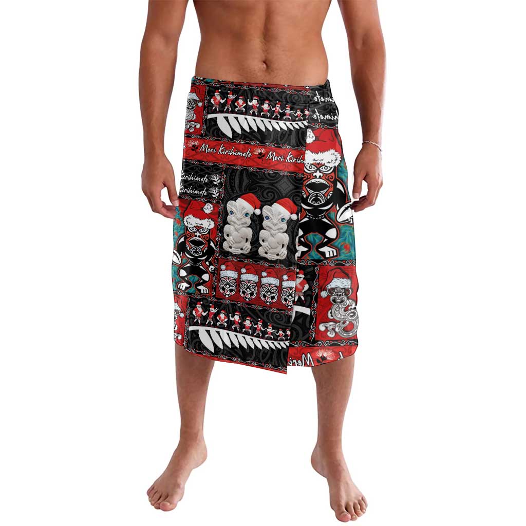 New Zealand Christmas Lavalava Maori Christmas Spirit - Meri Kirihimete LT03 Black - Polynesian Pride