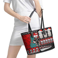 New Zealand Christmas Leather Tote Bag Maori Christmas Spirit - Meri Kirihimete LT03 - Polynesian Pride