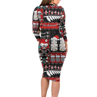New Zealand Christmas Long Sleeve Bodycon Dress Maori Christmas Spirit - Meri Kirihimete LT03 - Polynesian Pride