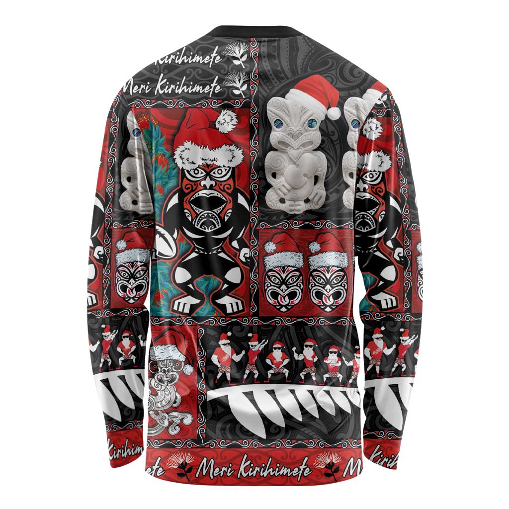 New Zealand Christmas Long Sleeve Shirt Maori Christmas Spirit - Meri Kirihimete LT03 - Polynesian Pride