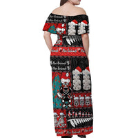 New Zealand Christmas Off Shoulder Maxi Dress Maori Christmas Spirit - Meri Kirihimete LT03 - Polynesian Pride