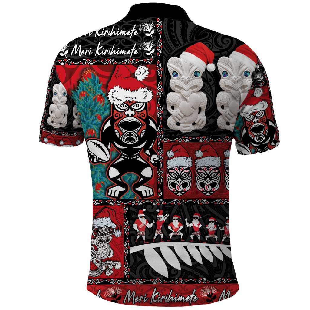 New Zealand Christmas Polo Shirt Maori Christmas Spirit - Meri Kirihimete LT03 - Polynesian Pride