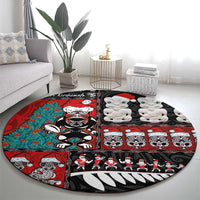 New Zealand Christmas Round Carpet Maori Christmas Spirit - Meri Kirihimete LT03 - Polynesian Pride