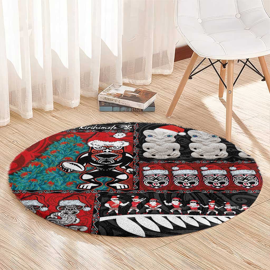 New Zealand Christmas Round Carpet Maori Christmas Spirit - Meri Kirihimete LT03 - Polynesian Pride