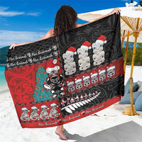 New Zealand Christmas Sarong Maori Christmas Spirit - Meri Kirihimete LT03 One Size 44 x 66 inches Black - Polynesian Pride