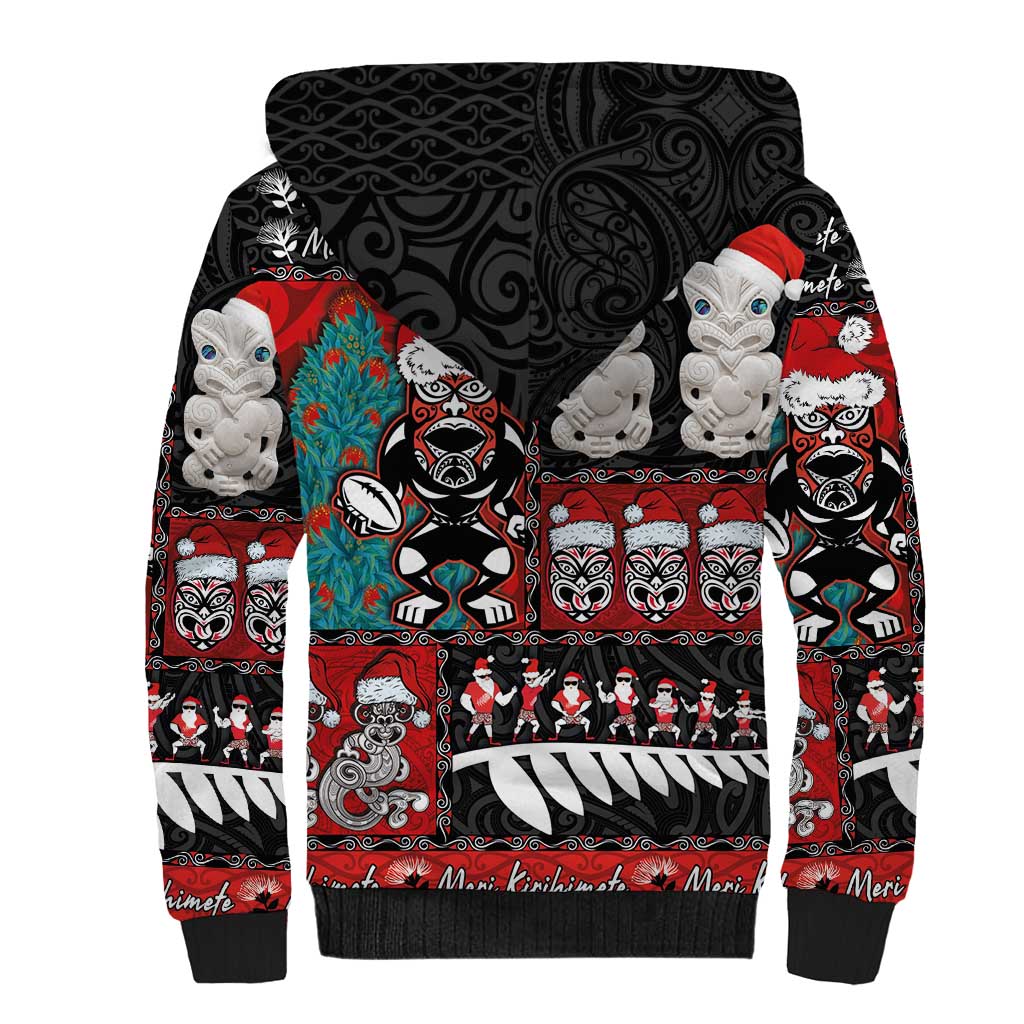 New Zealand Christmas Sherpa Hoodie Maori Christmas Spirit - Meri Kirihimete LT03 - Polynesian Pride