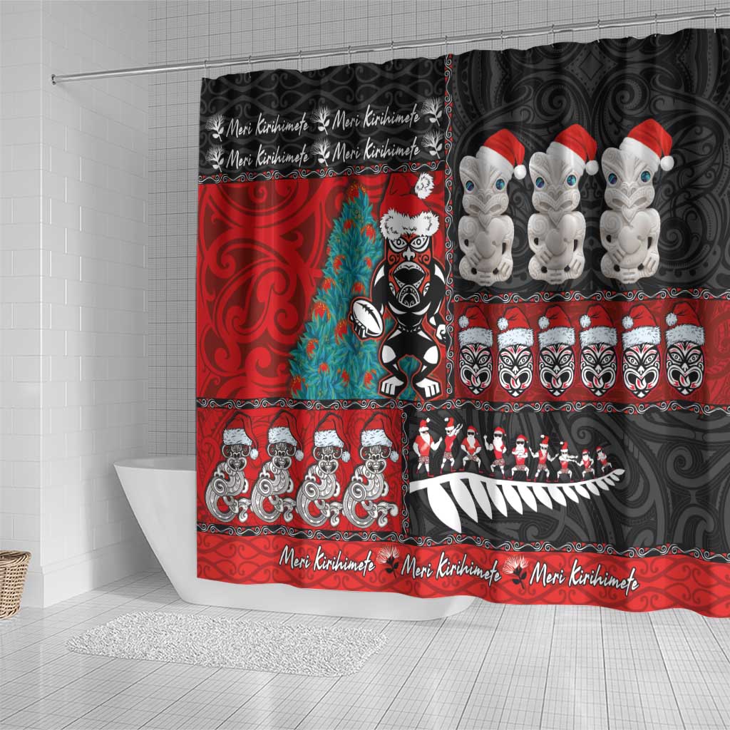 New Zealand Christmas Shower Curtain Maori Christmas Spirit - Meri Kirihimete LT03 - Polynesian Pride