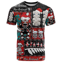 New Zealand Christmas T Shirt Maori Christmas Spirit - Meri Kirihimete LT03 Black - Polynesian Pride