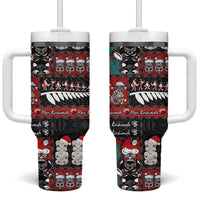 New Zealand Christmas Tumbler With Handle Maori Christmas Spirit - Meri Kirihimete LT03 One Size: 40 oz Black - Polynesian Pride