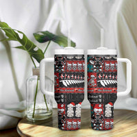 New Zealand Christmas Tumbler With Handle Maori Christmas Spirit - Meri Kirihimete LT03 - Polynesian Pride