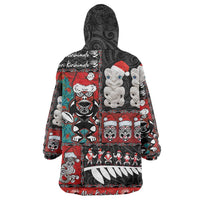 New Zealand Christmas Wearable Blanket Hoodie Maori Christmas Spirit - Meri Kirihimete LT03 - Polynesian Pride