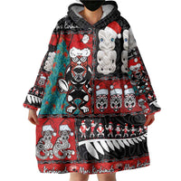 New Zealand Christmas Wearable Blanket Hoodie Maori Christmas Spirit - Meri Kirihimete LT03 - Polynesian Pride