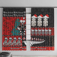 New Zealand Christmas Window Curtain Maori Christmas Spirit - Meri Kirihimete LT03 With Hooks Black - Polynesian Pride