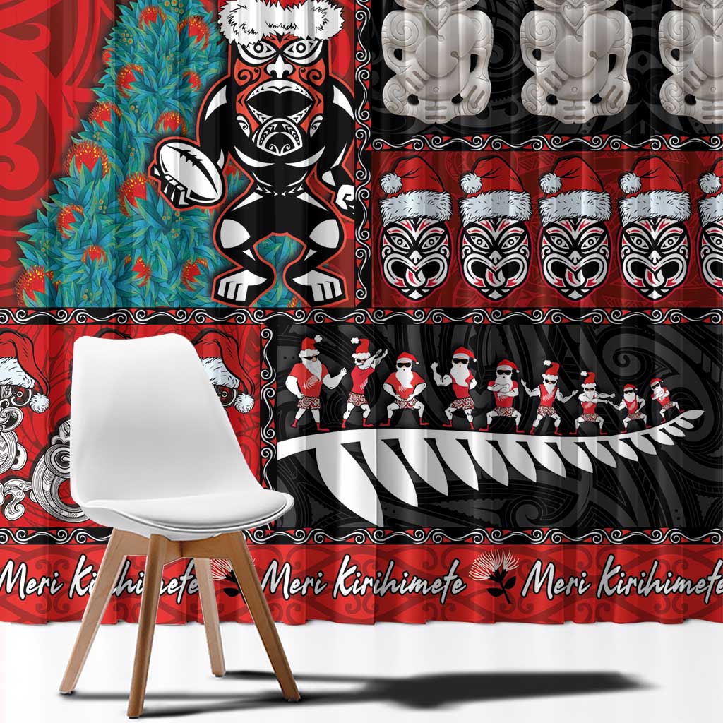 New Zealand Christmas Window Curtain Maori Christmas Spirit - Meri Kirihimete LT03 - Polynesian Pride