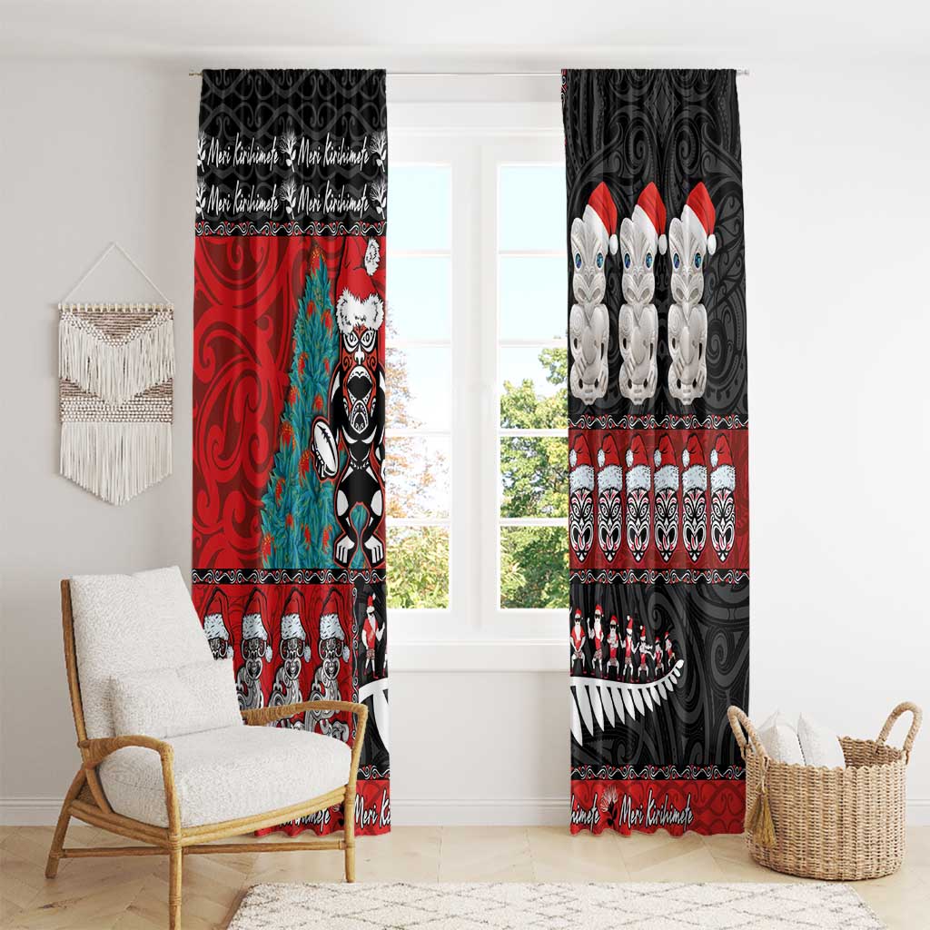 New Zealand Christmas Window Curtain Maori Christmas Spirit - Meri Kirihimete LT03 - Polynesian Pride