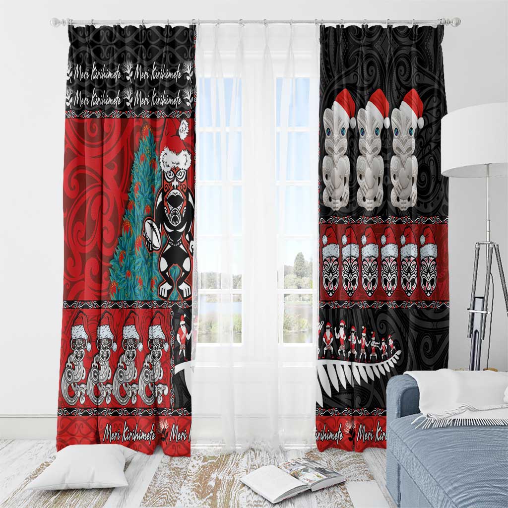 New Zealand Christmas Window Curtain Maori Christmas Spirit - Meri Kirihimete LT03 - Polynesian Pride