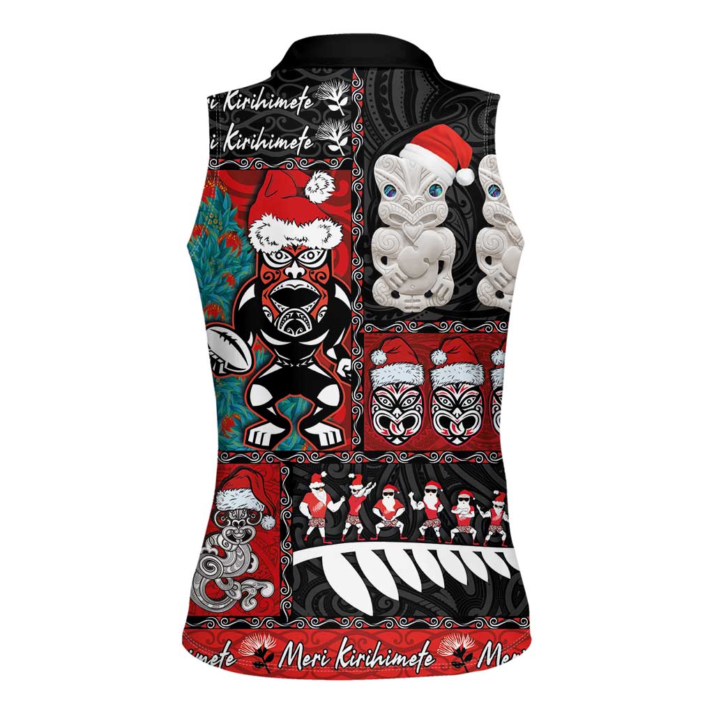 New Zealand Christmas Women Sleeveless Polo Shirt Maori Christmas Spirit - Meri Kirihimete LT03 - Polynesian Pride