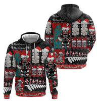 New Zealand Christmas Zip Hoodie Maori Christmas Spirit - Meri Kirihimete LT03 - Polynesian Pride
