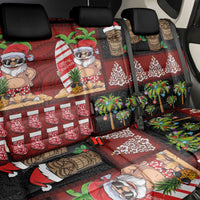 Hawaiian Christmas Back Car Seat Cover - Mele Kalikimaka Island Holiday Vibes - Black Red LT03 - Polynesian Pride