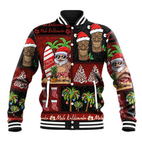 Hawaiian Christmas Baseball Jacket - Mele Kalikimaka Island Holiday Vibes - Black Red LT03 Unisex Black - Red - Polynesian Pride